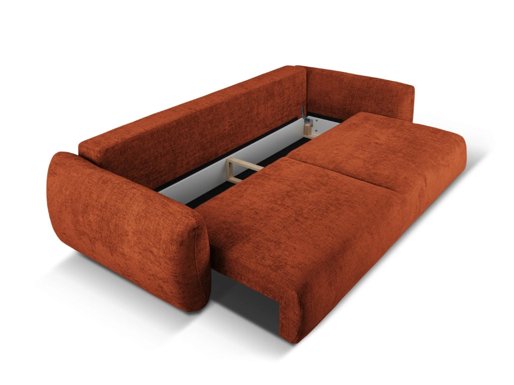 Cosmopolitan Design - Divano convertibile con contenitore "Matera" 3 posti in ciniglia terracotta 