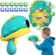 Tavolo da dart con adesivo - tema Dinosauri - per appendere - inclusa pistola giocattolo, mirino e 12 palline - regalo per bambini dai 3 ai 8 anni
