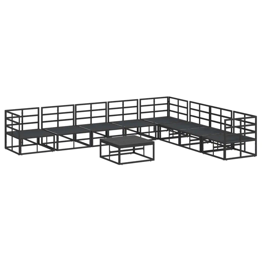 Set Divano da Giardino con cuscino 9 pcs Nero Alluminio 3378875