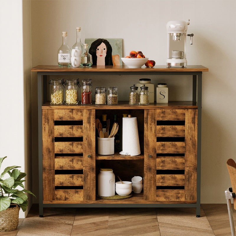 Credenza/Credenza con ripiani aperti, Marrone, Cucina Loft Retrò