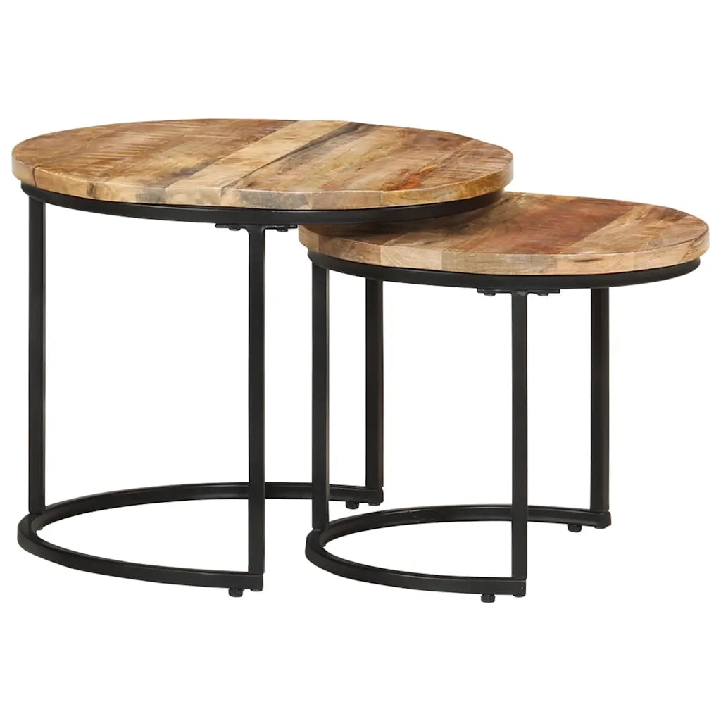 Tavolini Impilabili 2 pz in Legno di Mango Grezzo 337999