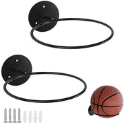 Supporto per Pallone da Calcio a Parete - 2 Pezzi - Nero - Metallo - Standard per Pallone da Calcio - Accessori per Esposizione - Solido e Duraturo - Supporto per Pallone da Calcio