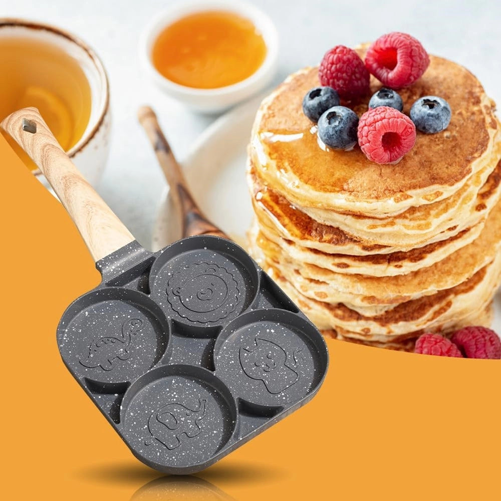 Trade Shop - Padella Antiaderente A 4 Fori Con Animali Per Pancake Uova Fritte Hamburger 624385 -