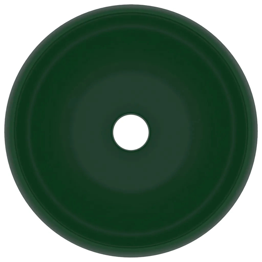 Lavandino Lusso Rotondo Verde Scuro Opaco 40x15 cm in Ceramica cod mxl 41500