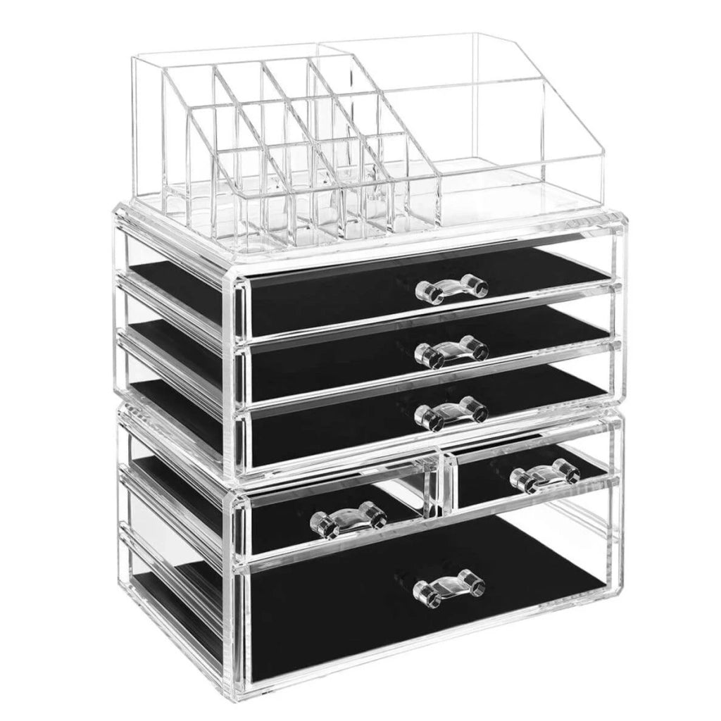 Organizzatore di trucco 3 in 1 Scatola di immagazzinaggio cosmetica acrilica Espositori Rossetto Smalto per unghie Gioielli 24x13 5x30 cm 12_0002217