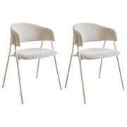 Set di 2 sedie da pranzo imbottite beige chiaro con braccioli Base in metallo Design moderno