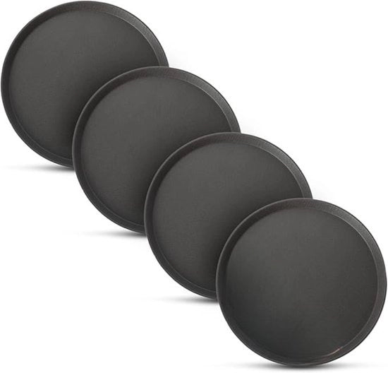 Piatto di Servizio Rond Nero con Superficie Antiscivolo e Altezza di Cintura Alta per Casa e Ristoranti (4 pezzi - Diametro: 28cm)