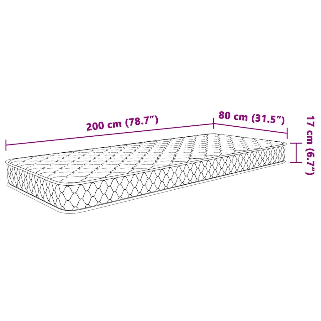 Materasso Viscoelastico-Materasso per Letto Bianco 80x200x17 cm Morbido