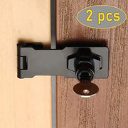 Hasp per slot, chiusura hasp a chiave in metallo, 2 confezioni da 7,5 cm (3 pollici) chiusura hasp con serratura e chiave in metallo per porte, armadi e finestre
