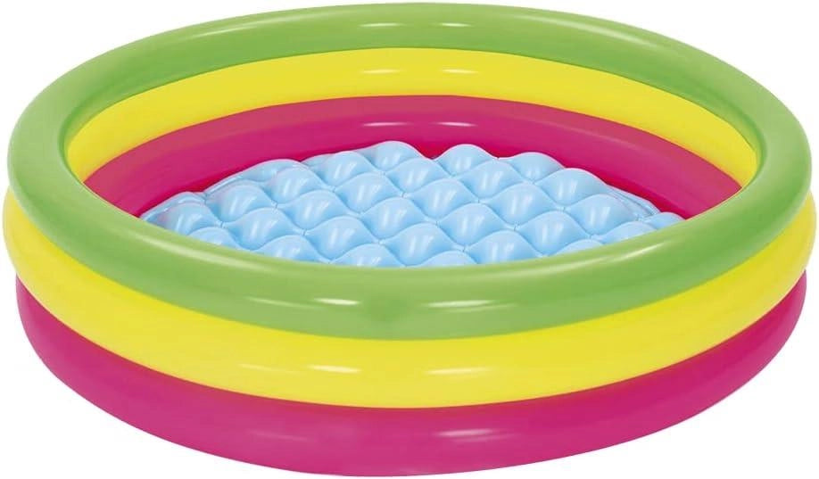 BESTWAY PISCINA SUMMER 3 ANELLI 102X25CM FONDO GONFIABILE FUORI TERRA IN GOMMA
