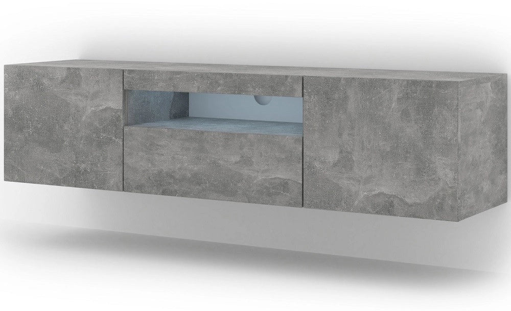 Mobile TV sospeso o a terra Led Incluso 150x42/36x37 Cm STAND AURA cemento