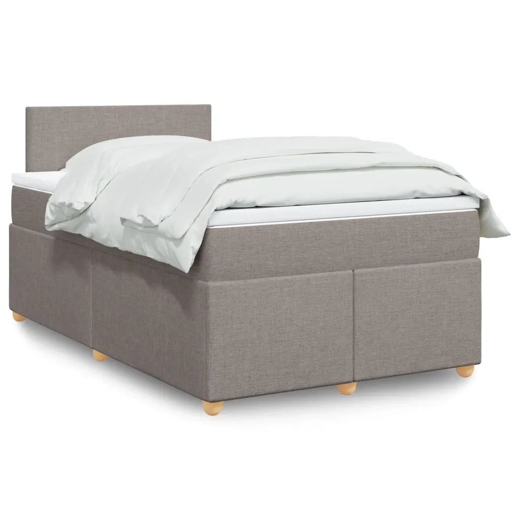 vidaXL Giroletto a Molle con Materasso Tortora 120x200 cm in Tessuto