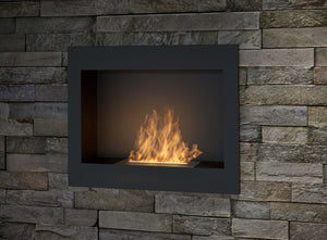 Camino a Bioetanolo da Parete/Incasso 60x49 cm Frame 600 Nero con Vetro