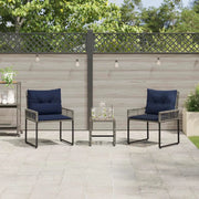 Set di Mobili da Esterno con cuscino 3 pcs Grigio e Blu Navy