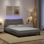 Giroletto con LED senza Materasso-Struttura Letto Hvar Tortora 140x190 cm in Tessuto