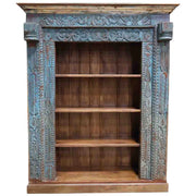 Libreria in legno blu fatto a mano 180x55x217h cm
