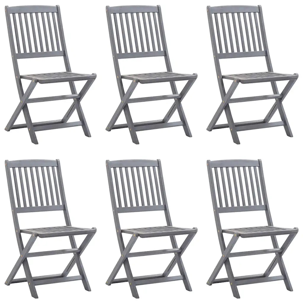 Sedie da Giardino Pieghevoli 6pz con Cuscini in Massello Acacia 3065441