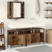 Mobiletto da bagno con lavabo integrato in legno vecchio e legno ingegnerizzato