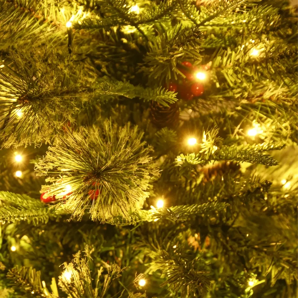 Albero di Natale Preilluminato con Pigne Verde 120 cm PVC e PE 344287