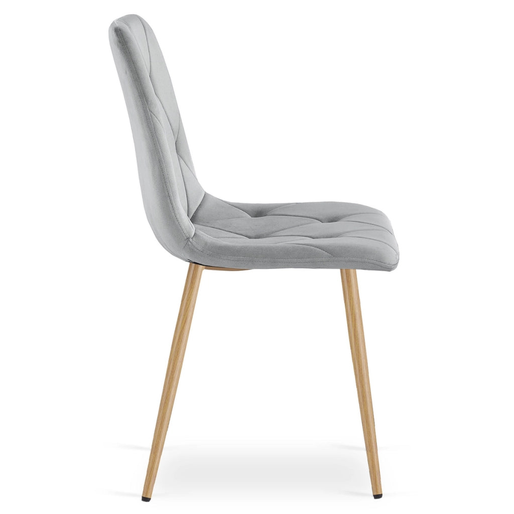 Set di 2 sedie Libra in velluto grigio chiaro e metallo effetto legno