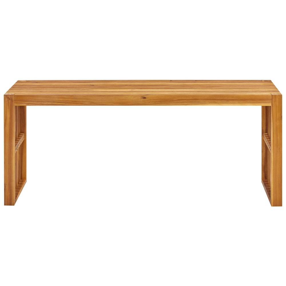 Set da pranzo da giardino 4 pezzi Tavolo rettangolare in legno massiccio di acacia chiaro 3 sgabelli Stile rustico moderno per interni esterni