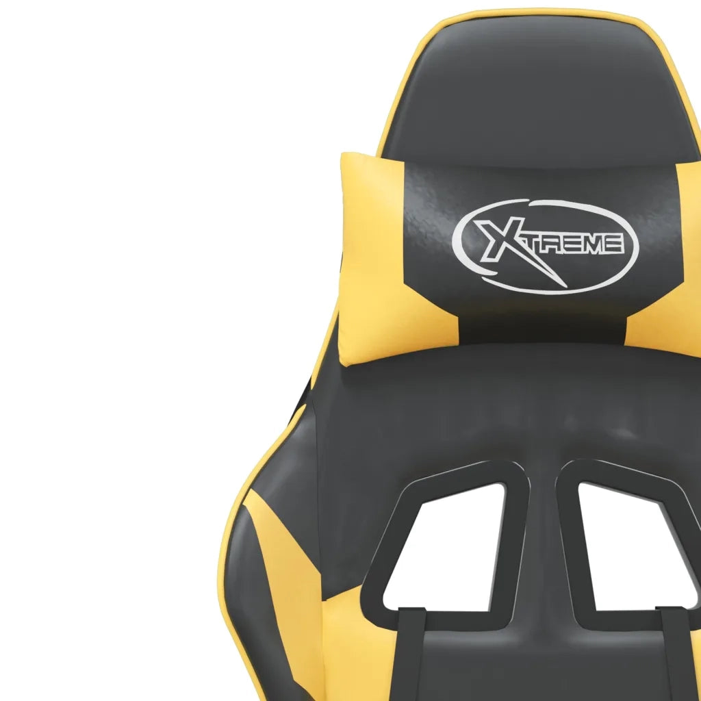 Sedia da Gaming con Poggiapiedi Nero e Oro in Similpelle cod mxl 62625