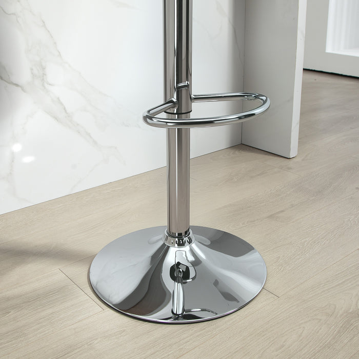 Set 2 Sgabelli da Bar 38x42x82-104 cm con Schienale e Poggiapiedi in PP Pelle PU e Acciaio Nero