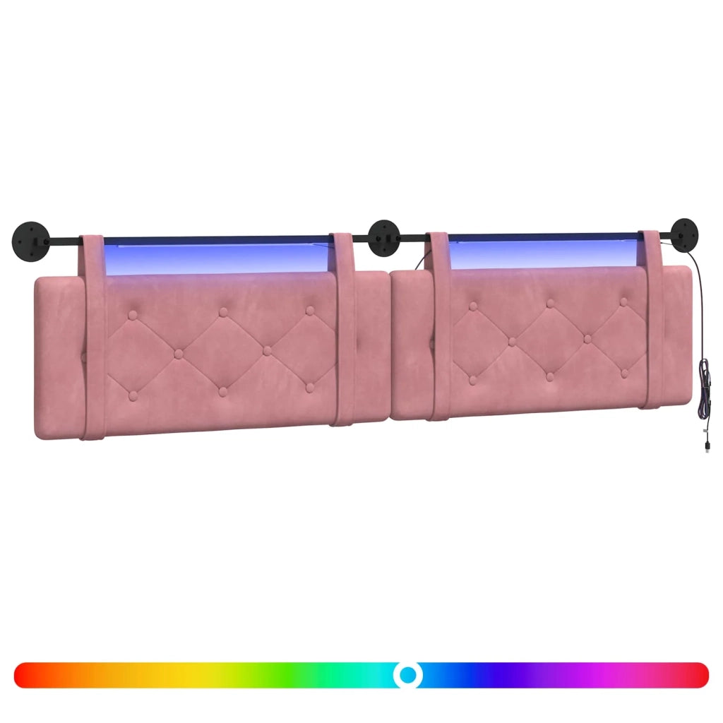 Testiera | Testata sospesa Con luce LED Rosa Velluto
