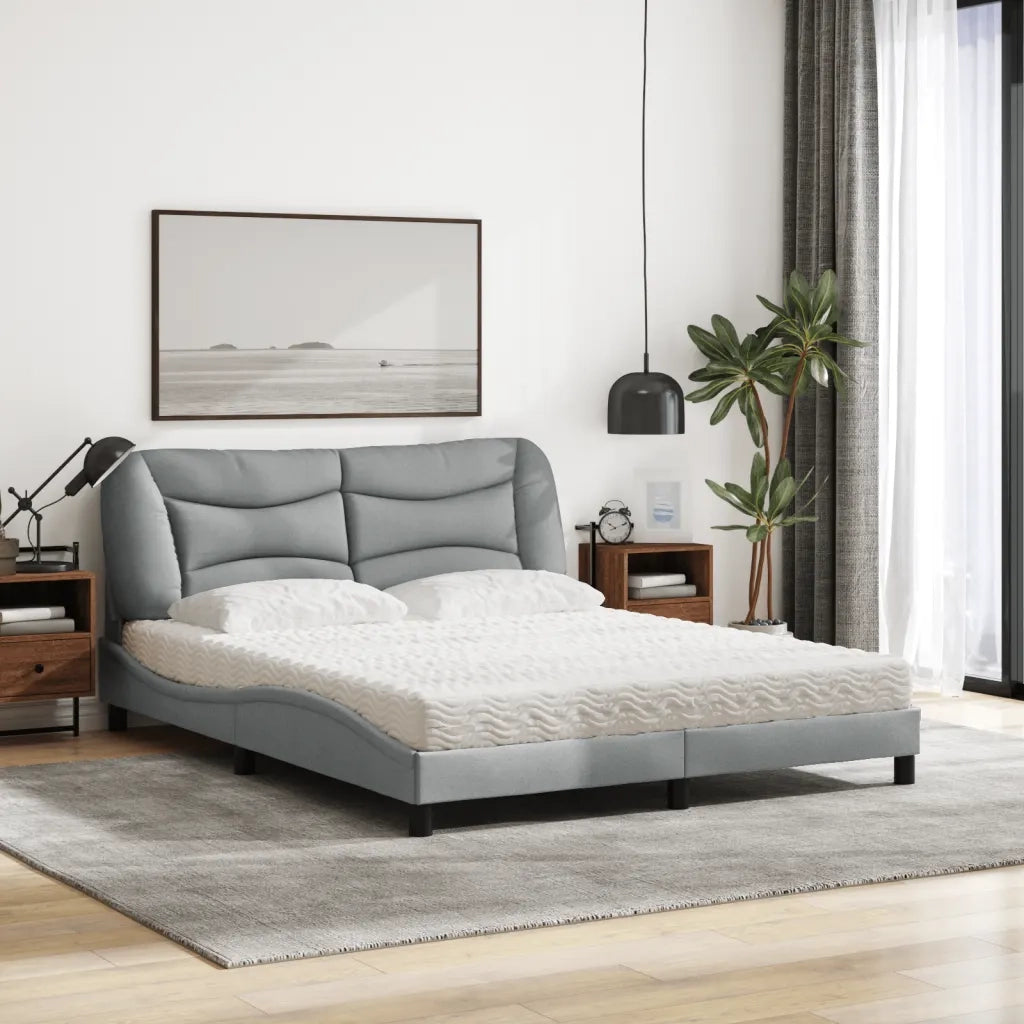 Letto con Materasso Hvar Grigio Chiaro160x200 cm Tessuto 3208541