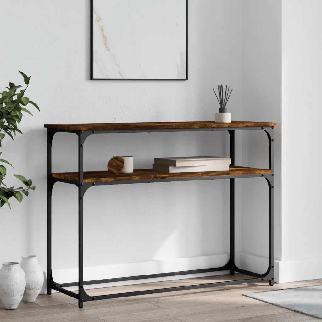 Tavolino Consolle | Tavolo d'Ingresso Rovere Fumo 100x35,5x75 cm Legno Multistrato