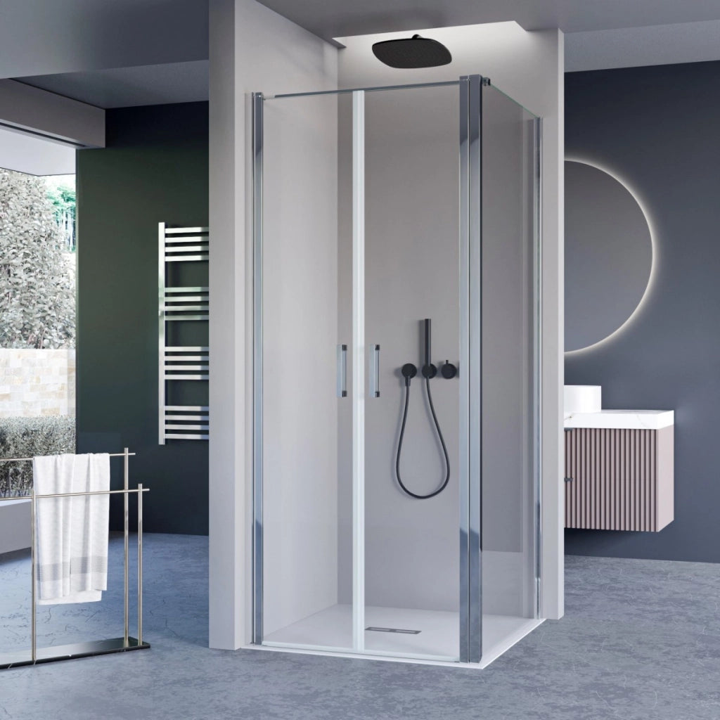 Box doccia due lati con porta saloon h195 6mm anticalcare dobla, misura 70x75