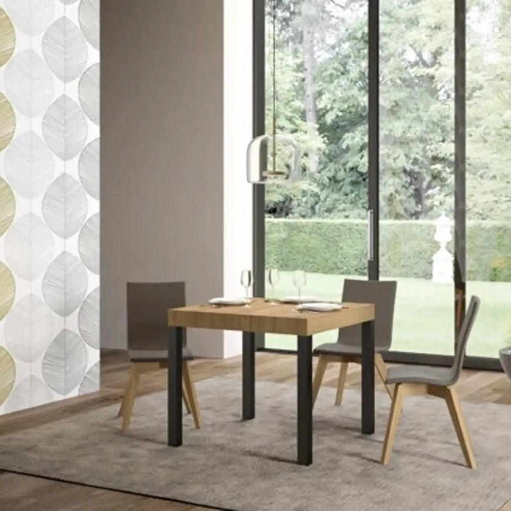 Tavolo allungabile 90/246x90 cm Everyday colore quercia natura gambe antracite