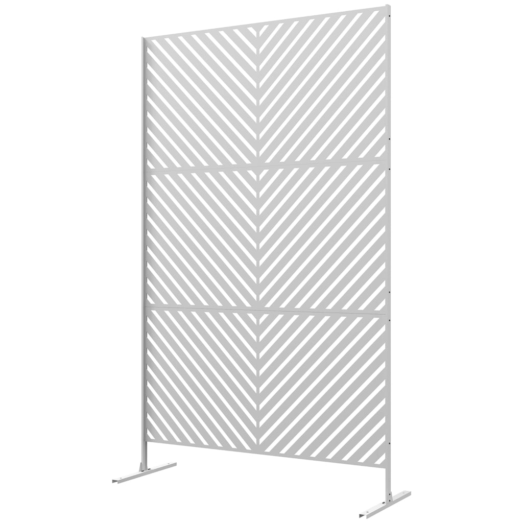 Separatore ambienti esterno 3 pezzi triangoli ¨C zephmum ¨C bianco acciaio 122x45x198 cm