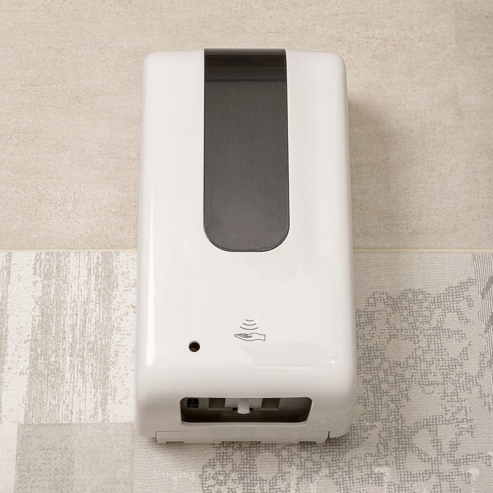 Dispenser per sapone liquido automatico da 1,2 L bianco in plastica alimentato a batterie o con cavo
