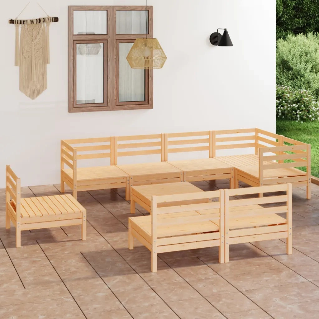 Set Salotto da Giardino 9 pz in Legno Massello di Pino 3082899