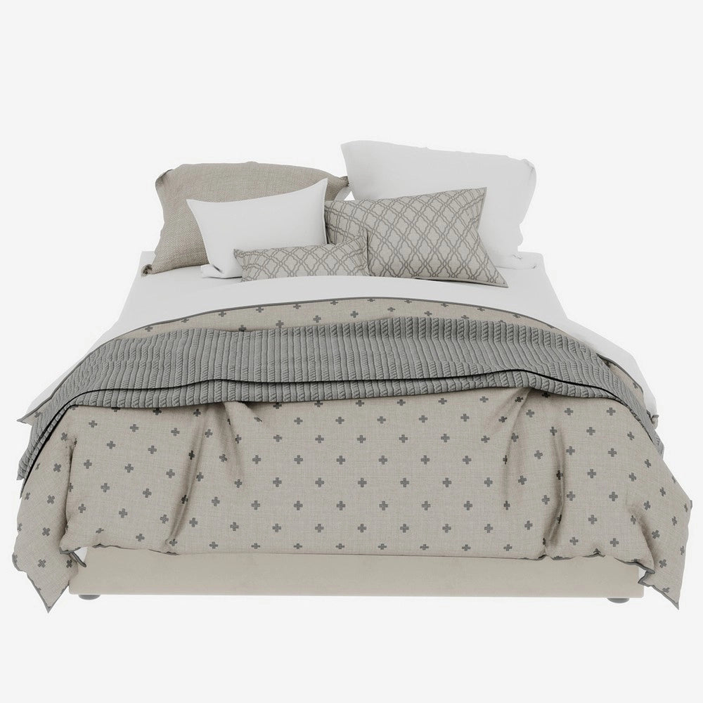 Letto Contenitore Matrimoniale ¨C MINIMAL ¨C Velluto Beige 140x200 Senza Testiera
