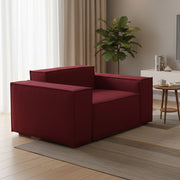 Poltrona Leonia, Poltrona da salotto, 100% Made in Italy, Poltroncina relax in tessuto imbottito, Cm 140x95h70, Rosso