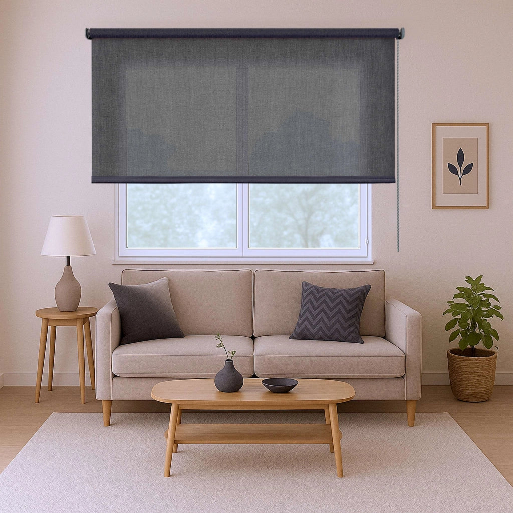 Tenda a Rullo Filtrante, Tenda Avvolgibile Traslucida Liscia Per Finestre e Porte Grigio 60x180 cm