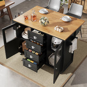 Isola cucina - Xylo - 120x73x93cm 2 porte 4 cassetti bianco/nero