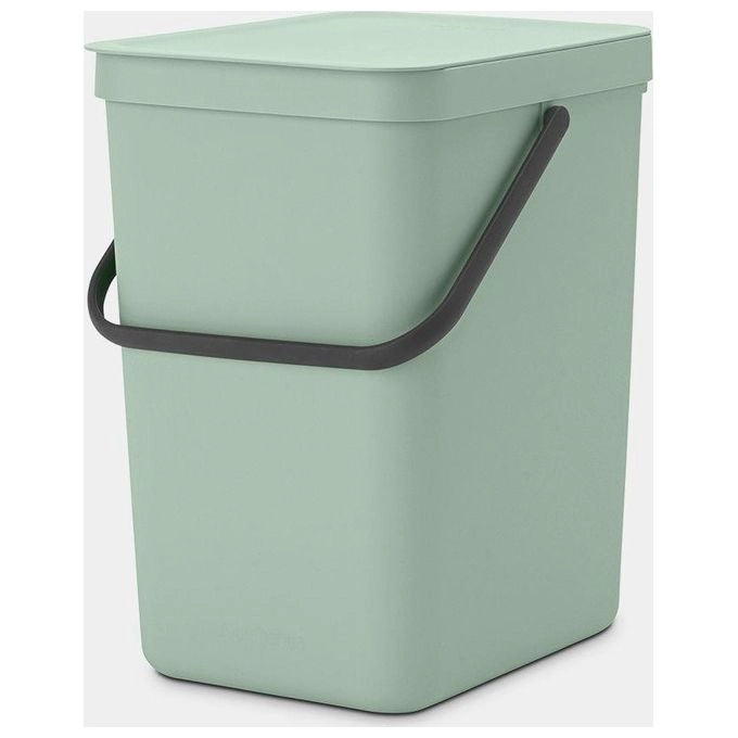 Brabantia 212765 Sort and Go Pattumiera 25L in Plastica Riciclata al 100% con Coperchio Stay Open e Maniglia di Trasporto colore Jade Green
