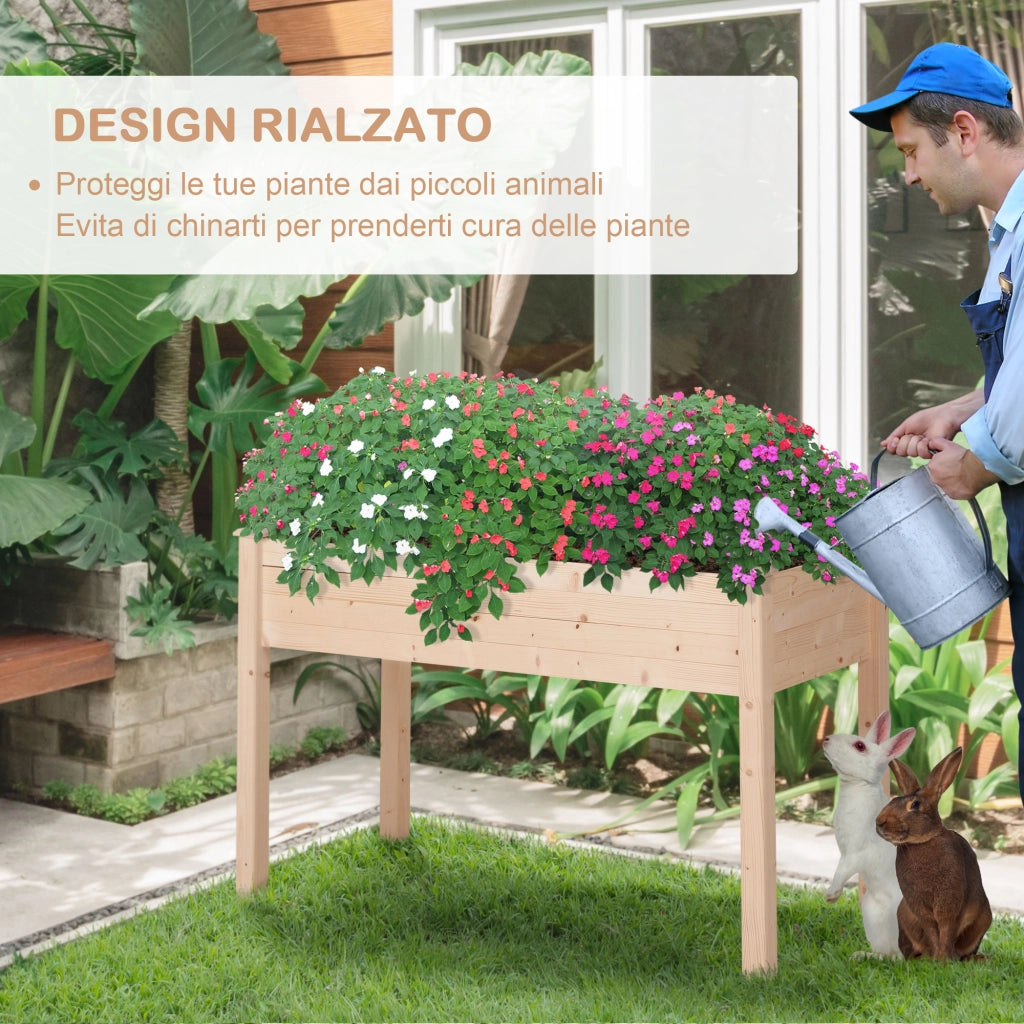 Letto Rialzato per Orto con Tessuto ¨C zephmum ¨C Legno 122.5x56.5x76cm