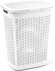 Cesto Portabiancheria in Plastica con Coperchio Salvaspazio 47 Lt - Bianco