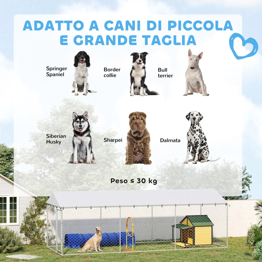 Recinto per Cani da Esterno con Rete ¨C zephmum ¨C Acciaio Zincato Argento 600x230x200 cm