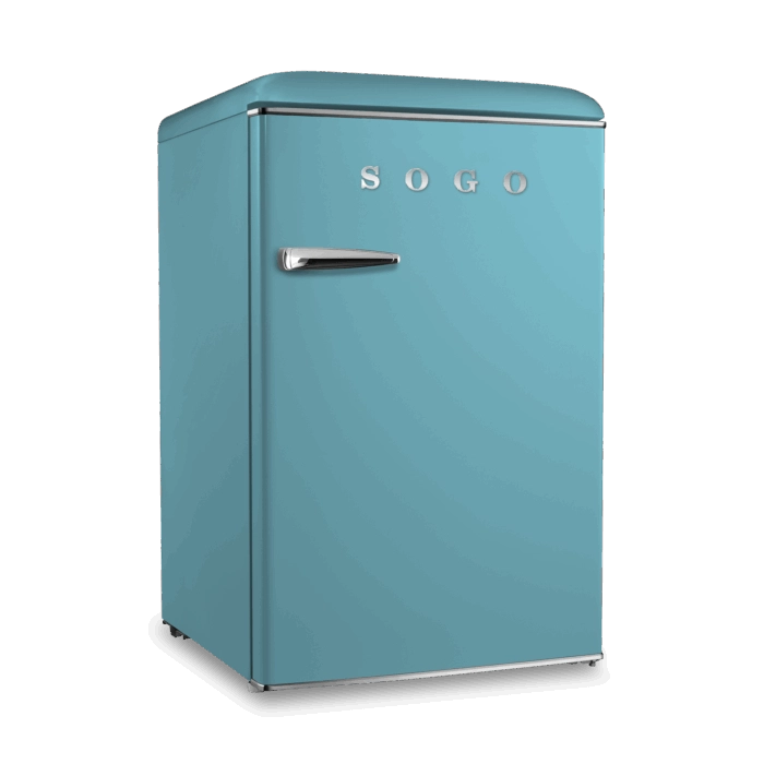 Frigorifero compatto con congelatore 110L, freezer 18L e controllo temperatura meccanico, stile retrò per cucina - Sogo