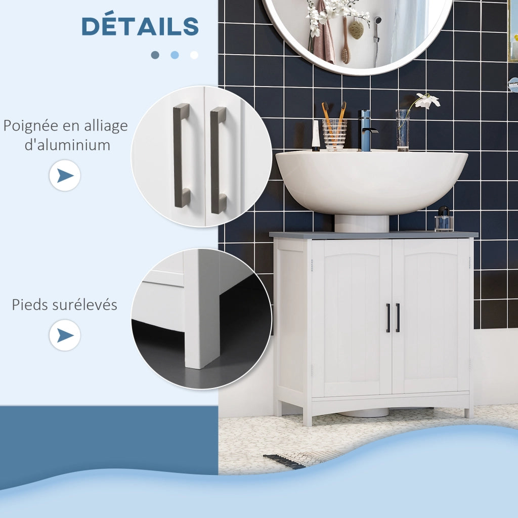 Mobiletto Sottolavabo Bagno con Ante e Ripiani Regolabili ¨C Zephmum ¨C Bianco 60x30x80 cm