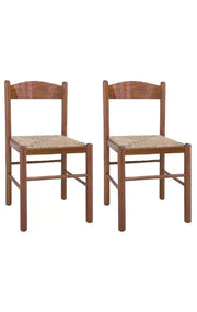 Set 2 sedie arte povera legno bassano seduta paglia 43x43x83 - Mobili 2G