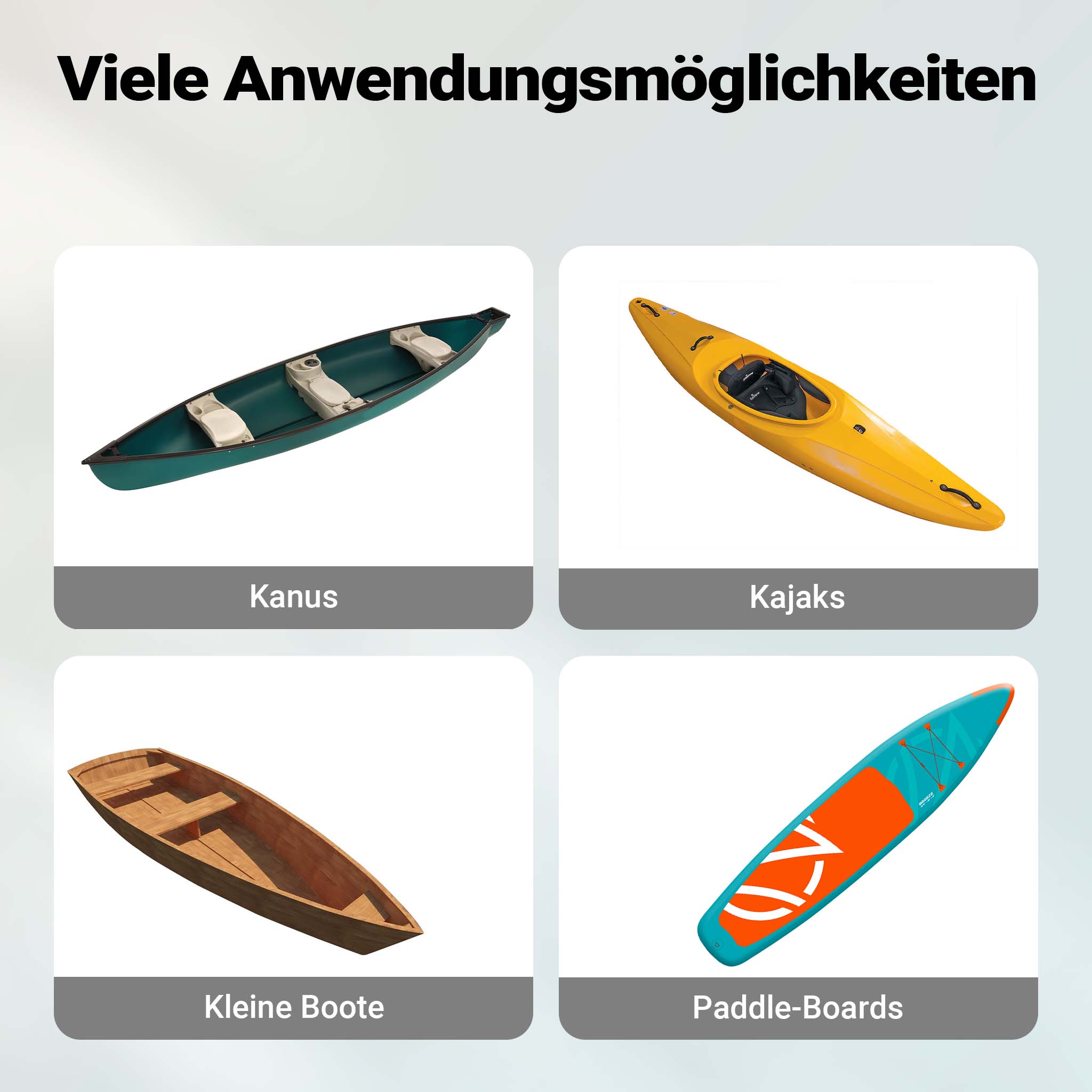 Carrello da trasporto in alluminio con ruote grandi in PU Ø 31 cm Larghezza regolabile Per kayak