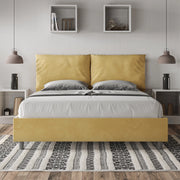 Letto imbottito Letto Matrimoniale alla Francese 150x200 cm Large - Con rete,Microfibra,Ocra