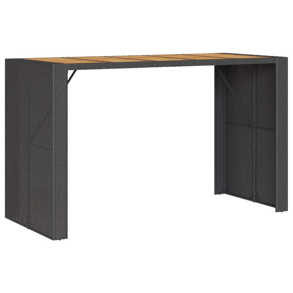 Tavolo Giardino Piano Legno Acacia Nero 185x80x110cm Polyrattancod mxl 117324