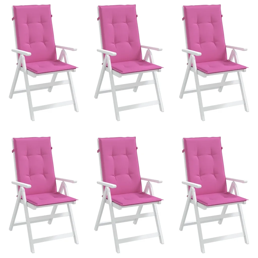 Cuscini per Sedia con Schienale Alto 6pz Rosa in Tessuto 361270